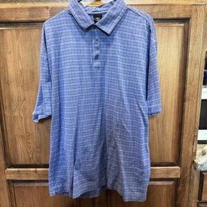 Nike Golf Dri-Fit Polo Shirt Men’s XL Blue Plaid Check‎ Pattern
